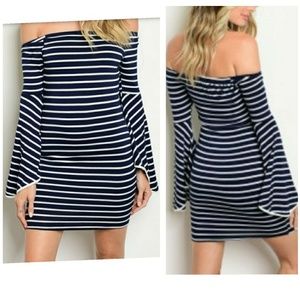 Navy Blue Striped Dress